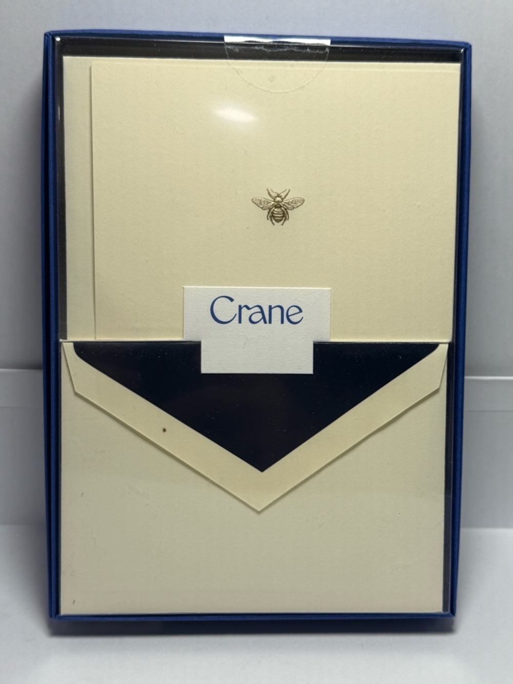 Crane Engraved Bee Stationery Set Ecru Cotton Paper Notes & Envelopes New